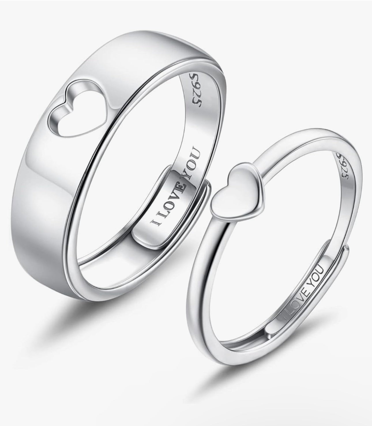 Adjustable 925 Sterling Silver Matching Rings