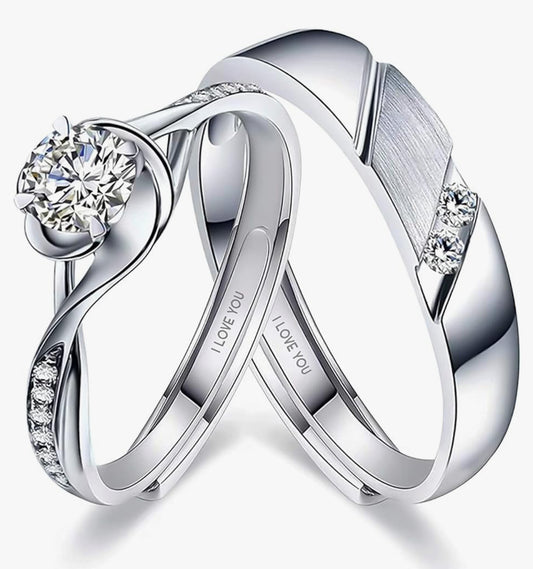 Adjustable Infinity “I Love You” Matching Couple Rings