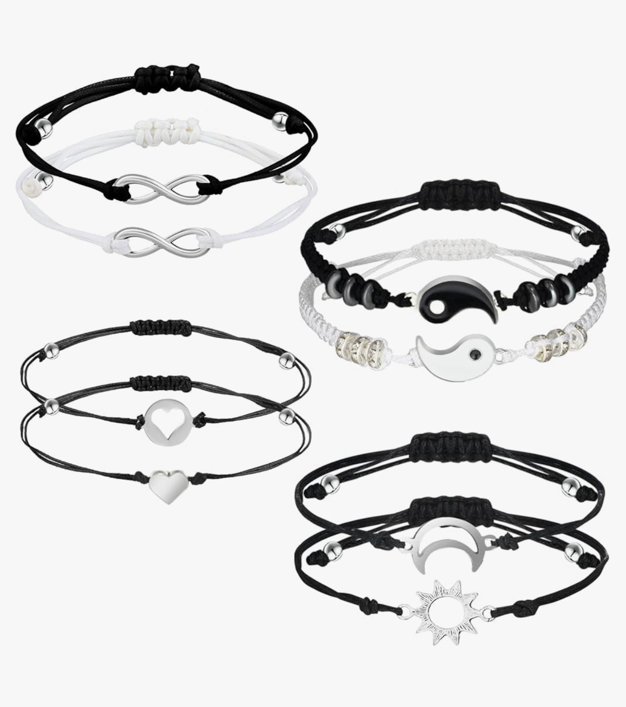 4 YingYang Bracelet Sets For Couples/Friends