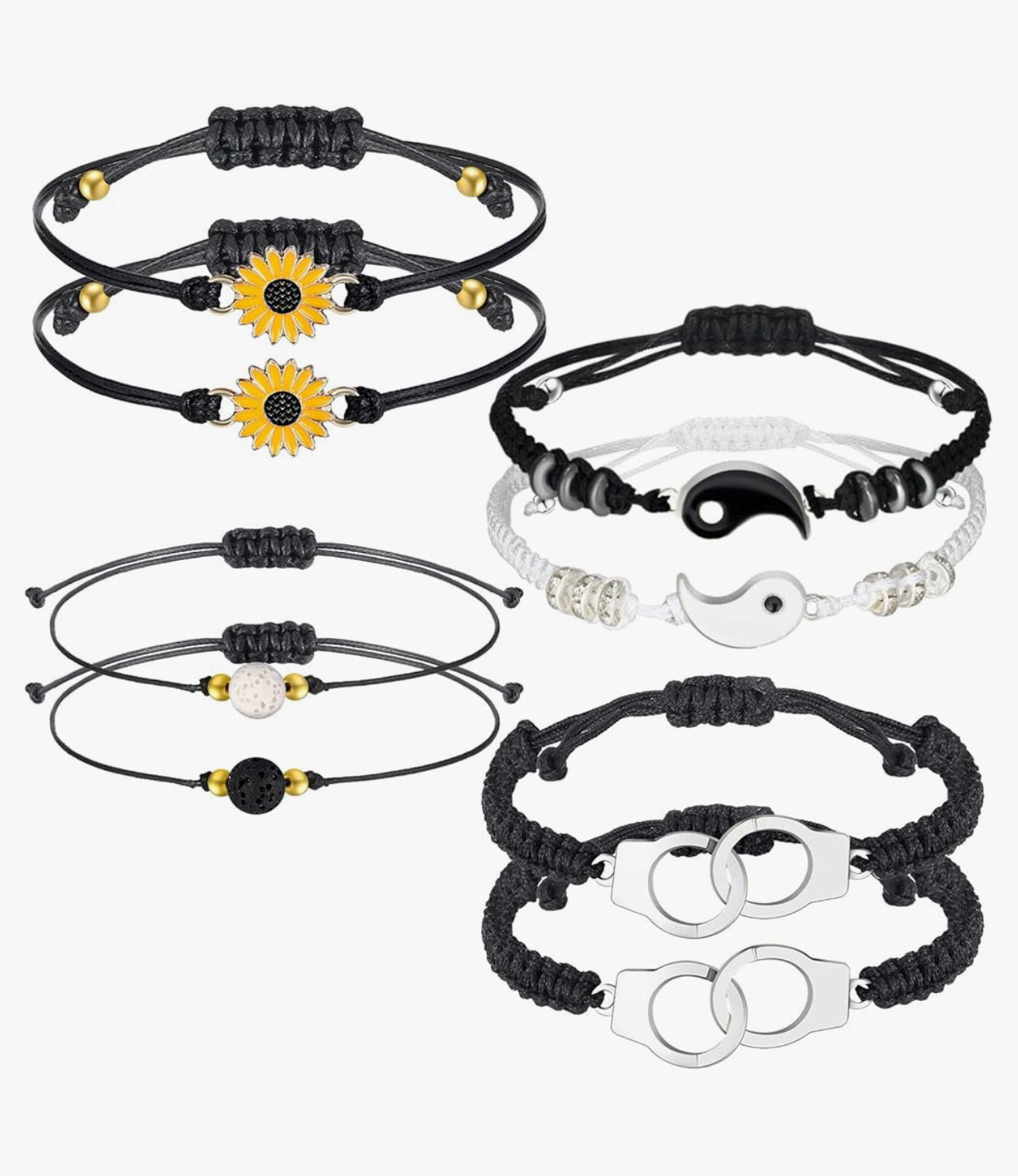 4 YingYang Bracelet Sets For Couples/Friends