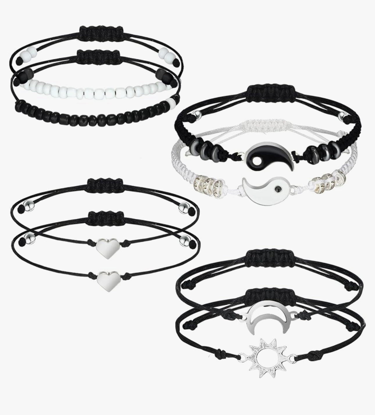 4 YingYang Bracelet Sets For Couples/Friends