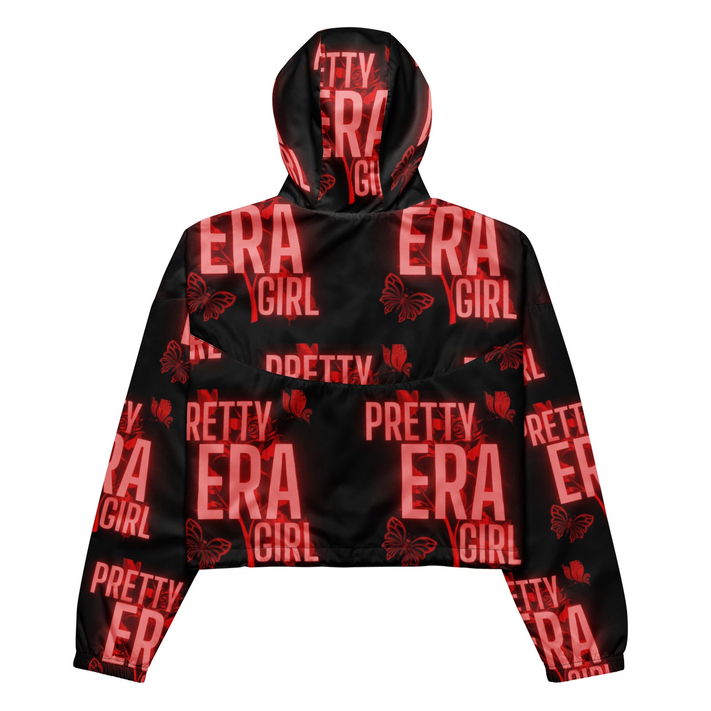 Black/Red Cropped Windbreaker