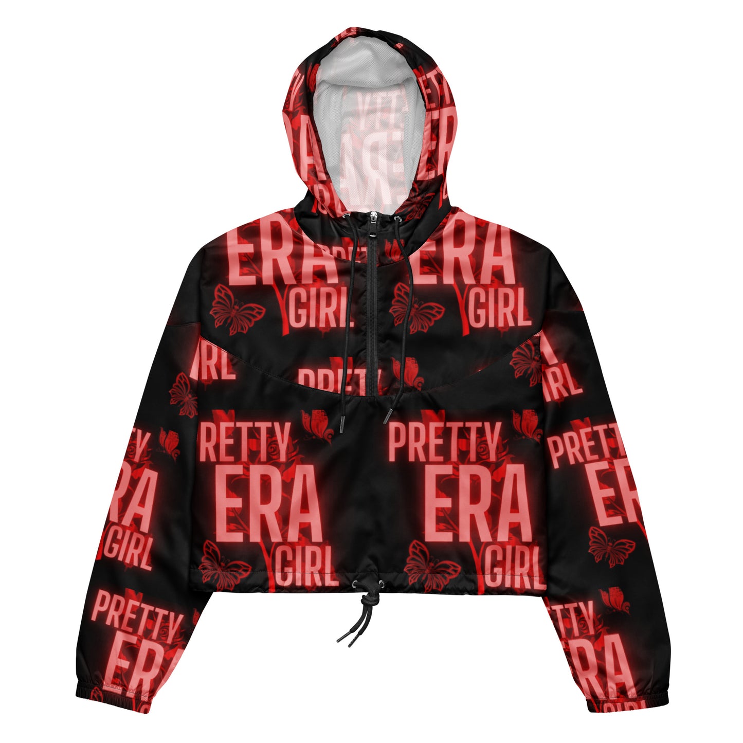 Black/Red Cropped Windbreaker