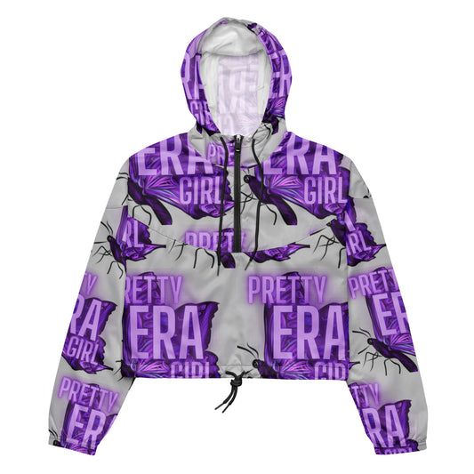 Gray/Purple Cropped Windbreaker