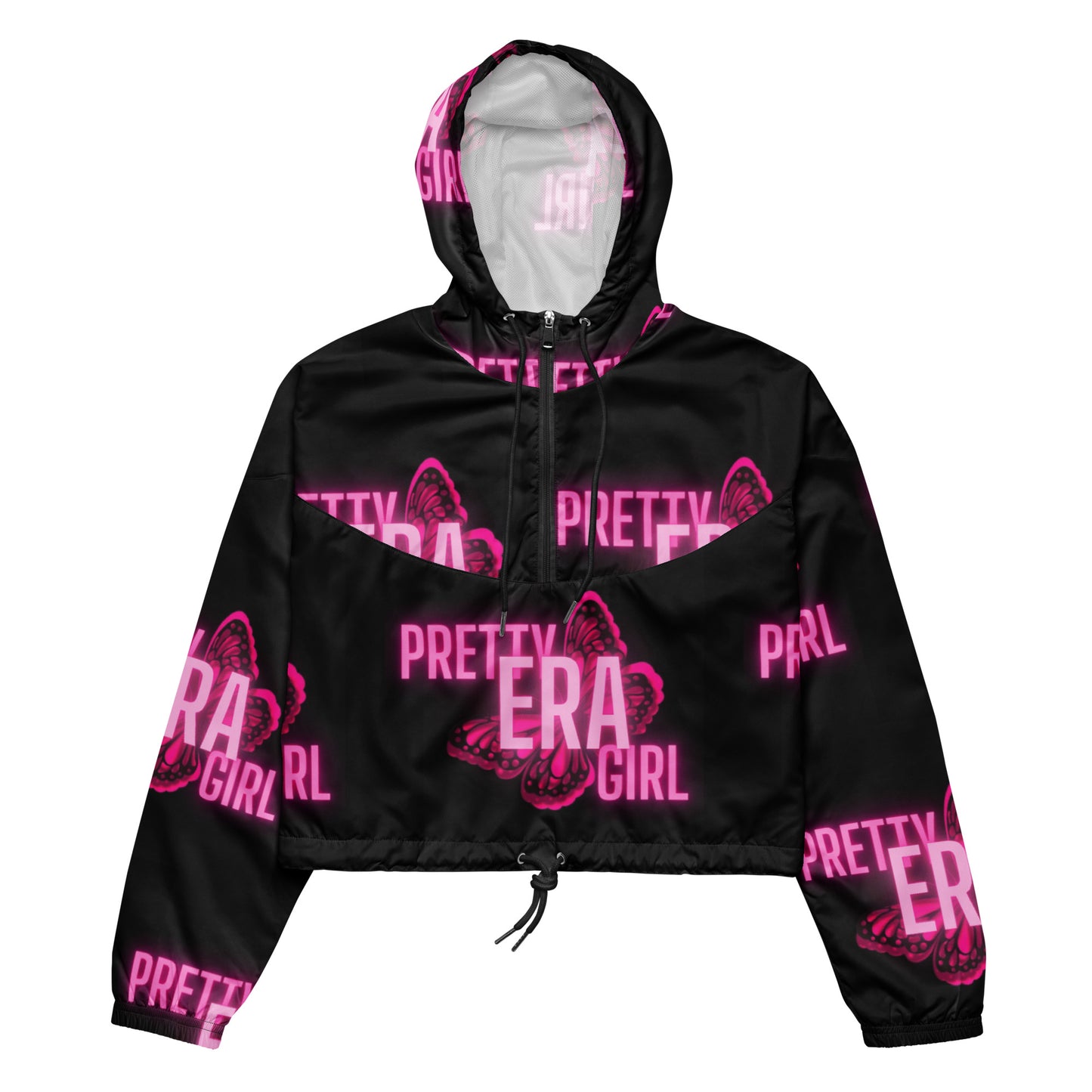 Black/Pink Cropped Windbreaker