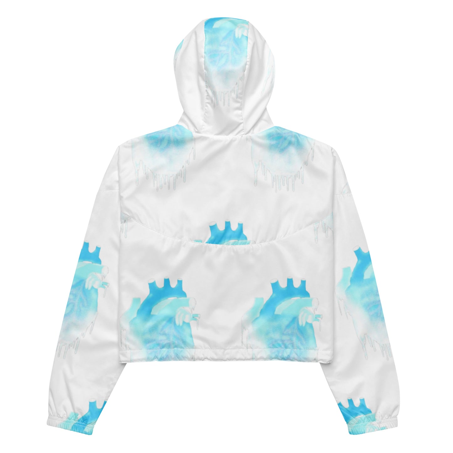 White Heart Print Cropped Windbreaker