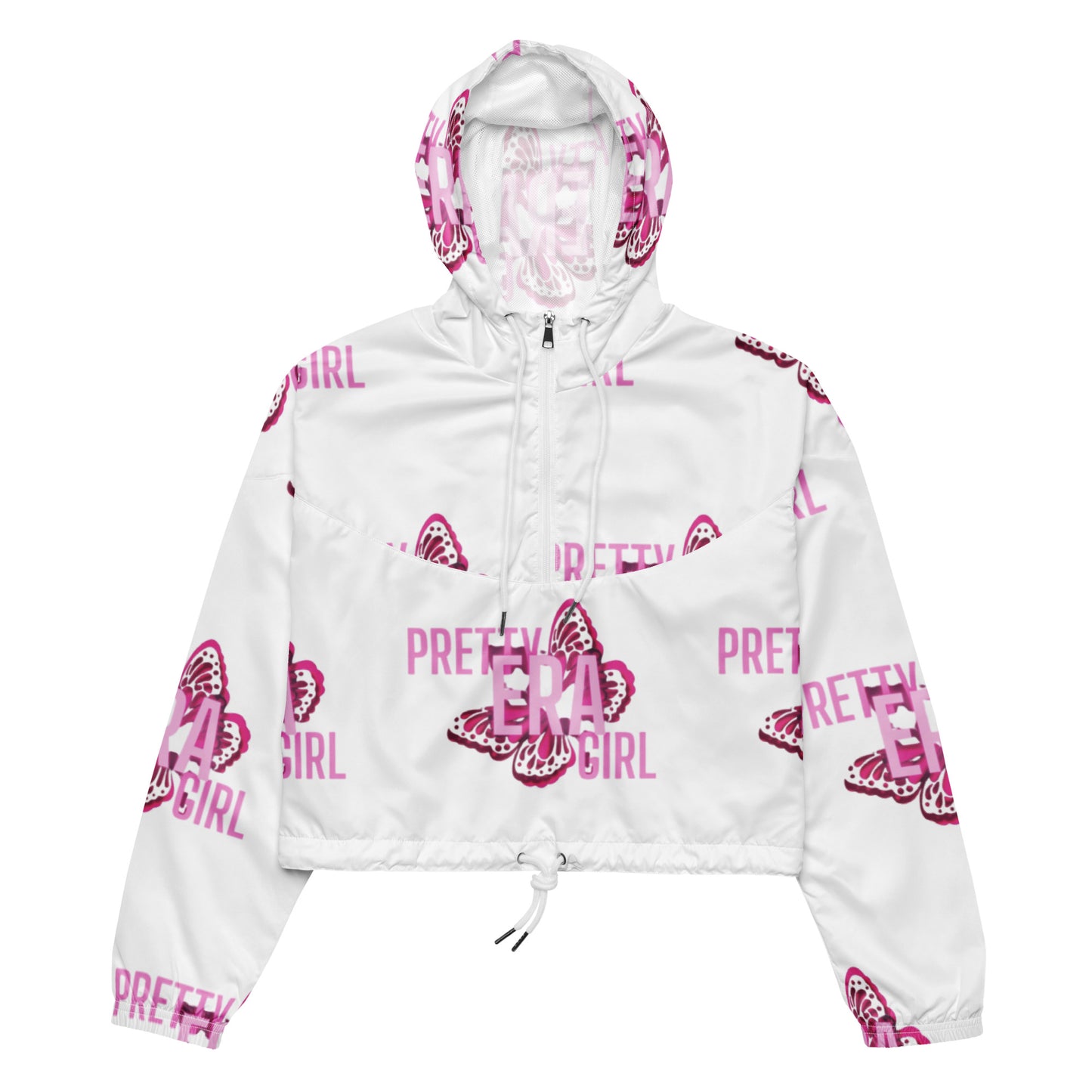 White/Pink Cropped Windbreaker