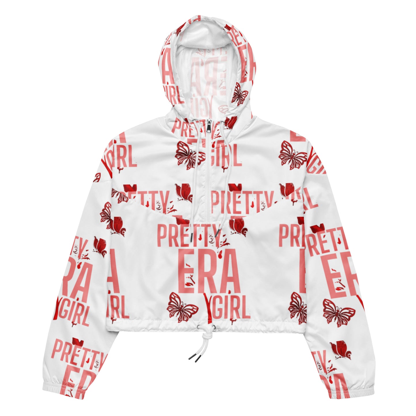 White/Red Cropped Windbreaker