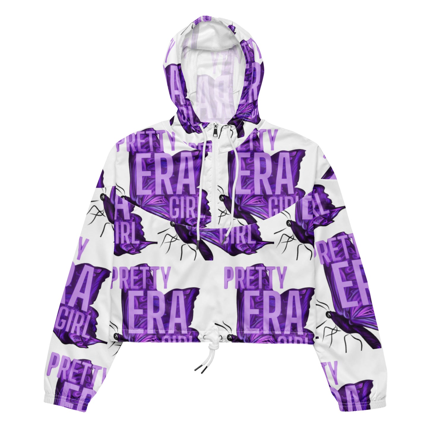 White/Purple Cropped Windbreaker